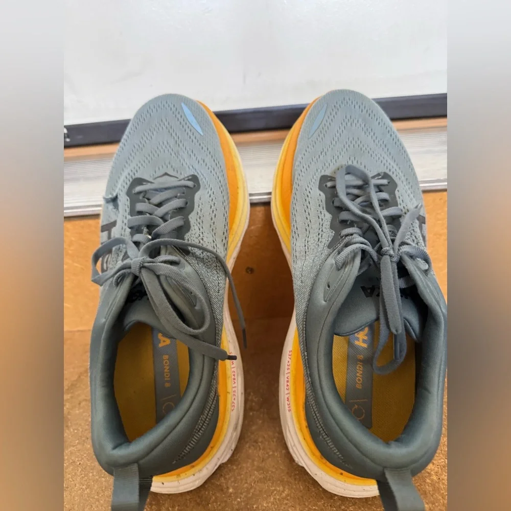Hoka Bondi 8 wide men's running shoes in  Goblin Blue / Mountain Spring Size 9 - Picture 3 of 7